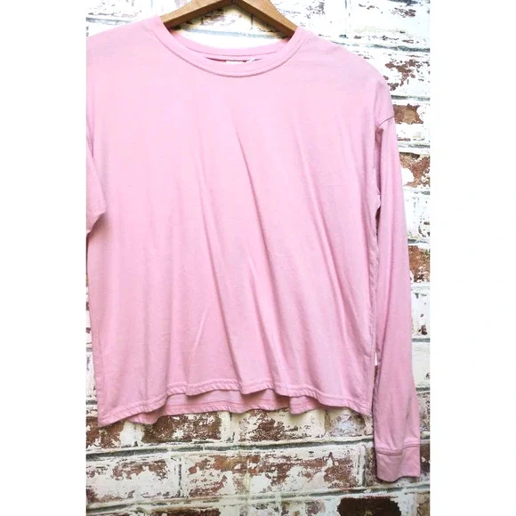 BP. Nordstrom Pink Long Sleeve Cropped Crew Neck Tee - Picture 3 of 6
